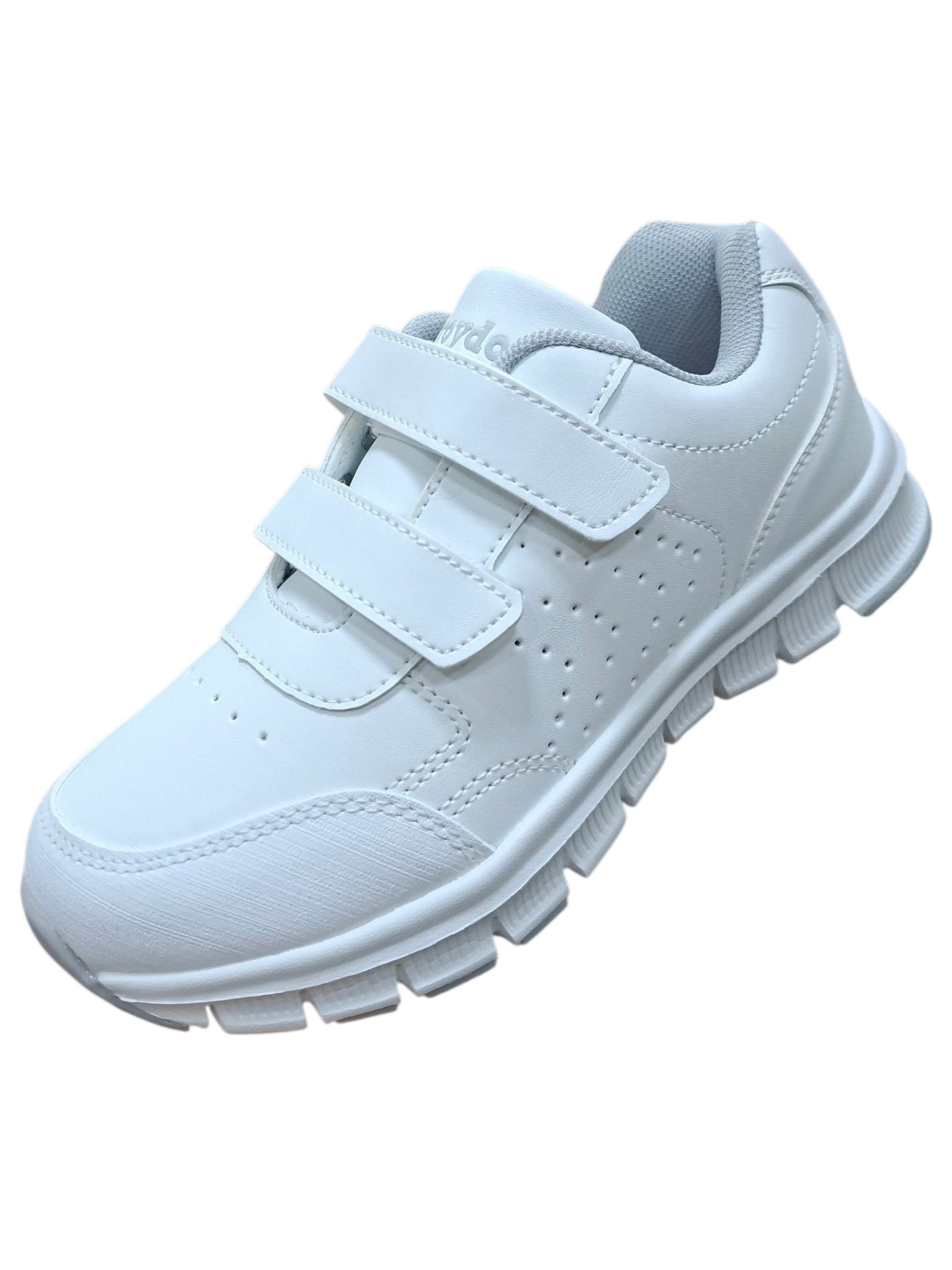 Tenis escolar Croydon blanco con doble correa de velcro