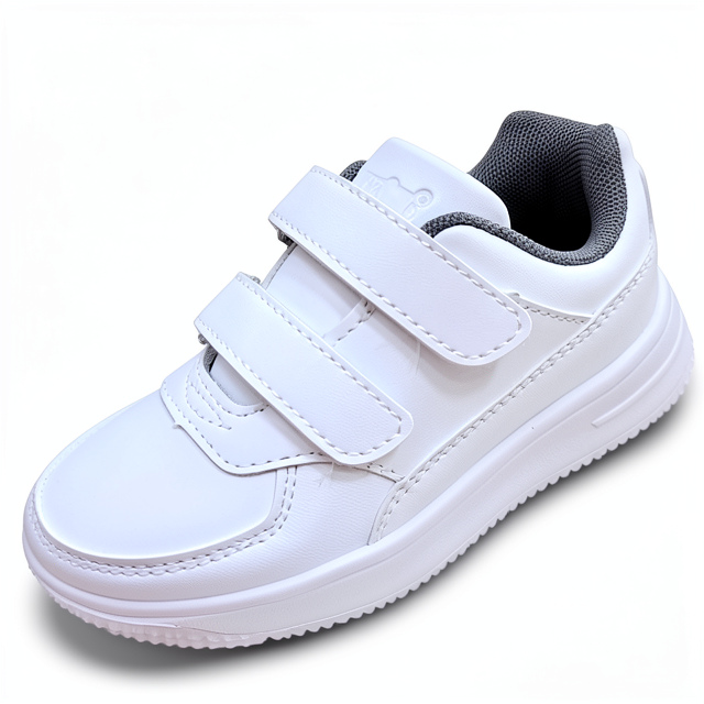 Tenis colegial blanco con velcro para niño