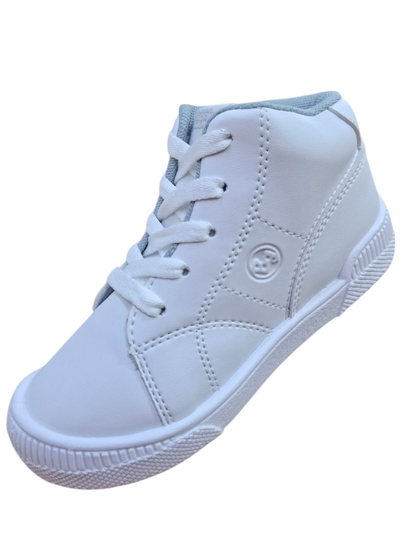 Bota infantil blanca Bubblegummers de Calzakids Moritas con cordones y suela de goma texturizada