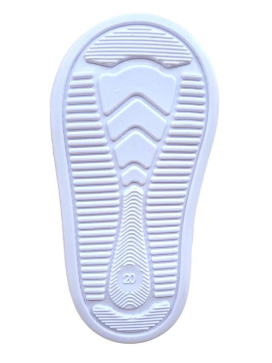 Suela de goma antideslizante blanca de tenis Calzakids Moritas con diseño de tracción para niña
