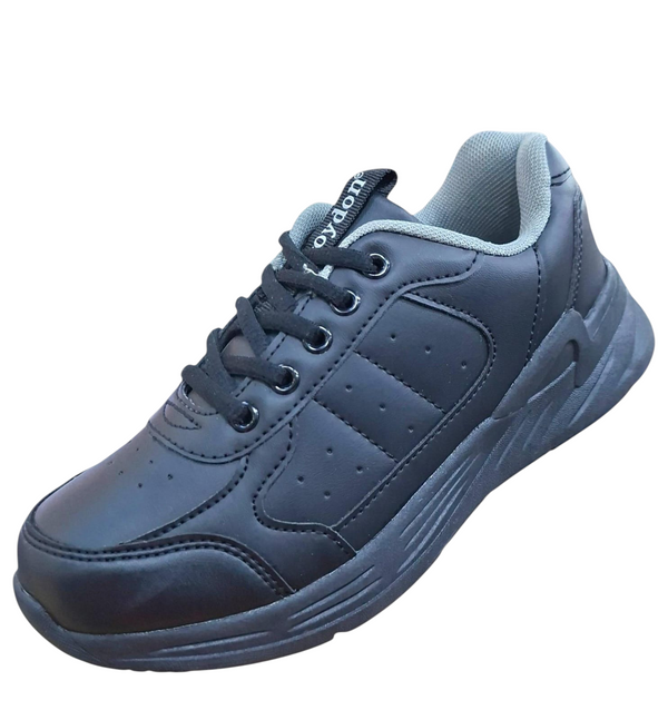 Tenis Croydon Evolution negros con cordones de Calzakids Moritas, diseño deportivo con suela resistente.