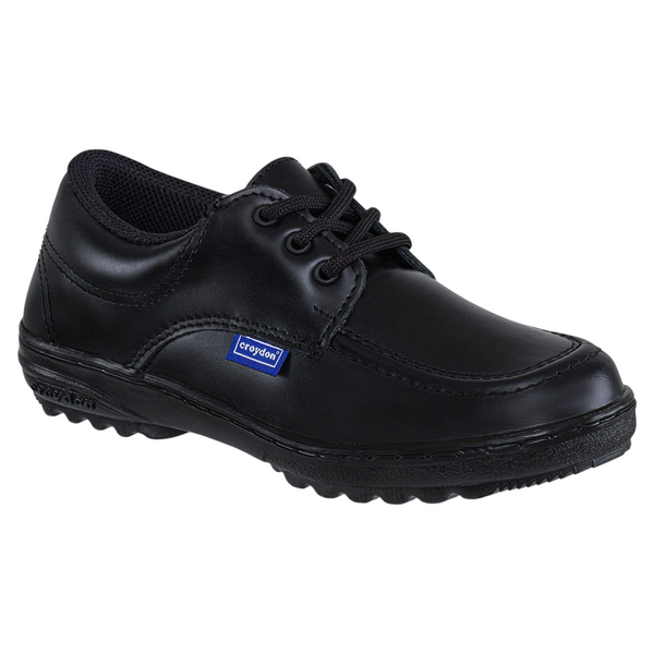 Zapato escolar negro Calzakids Moritas Croydon con cordones y suela resistente para uso diario
