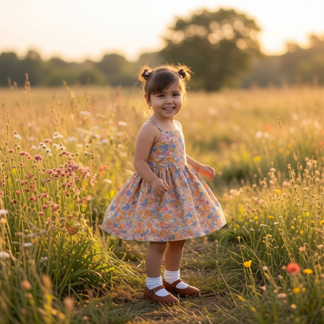 Niña con ropa de calle y tenis rosas