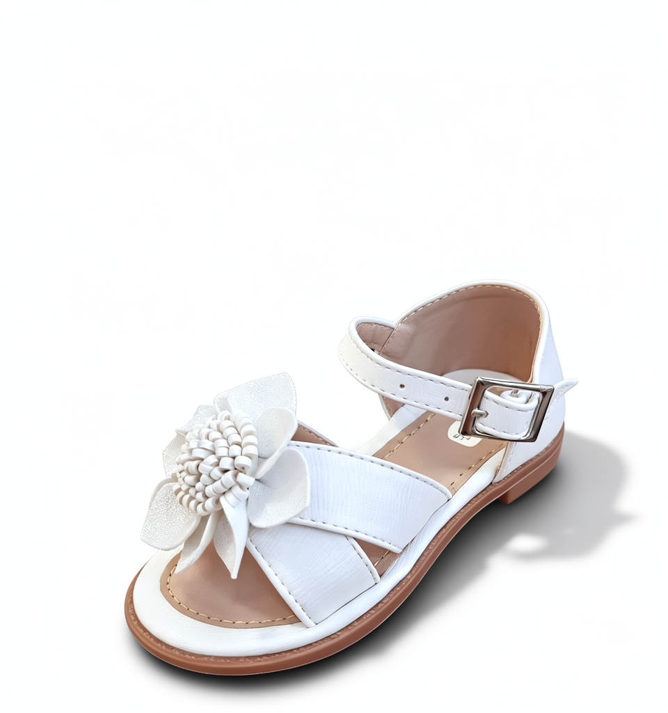 Sandalia Moritas Blanca Tiras Cruzadas Flor
