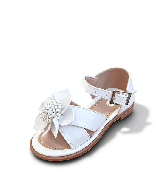 Sandalia Moritas Blanca Tiras Cruzadas Flor