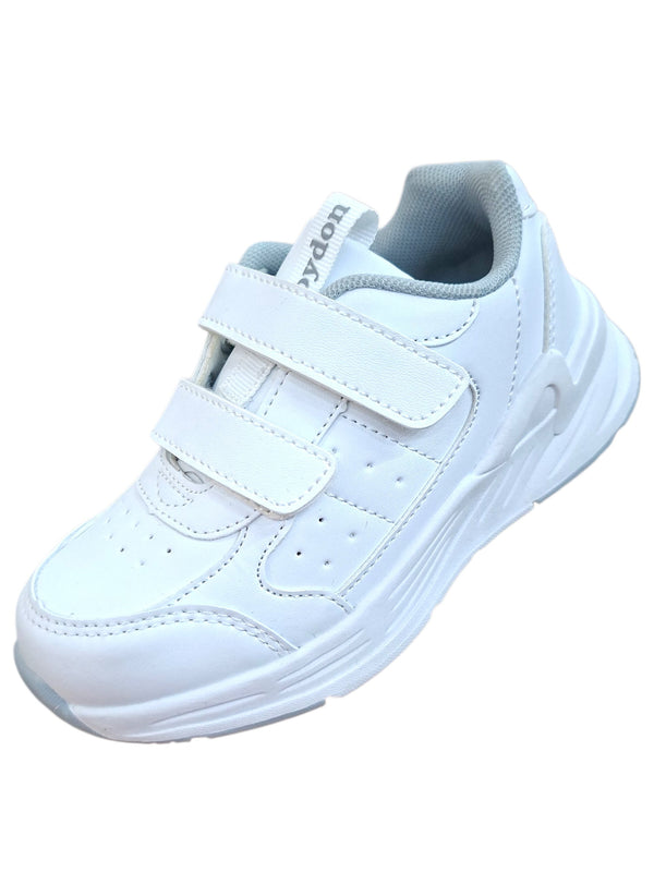 Tenis escolar Croydon blanco chunky con doble correa de velcro